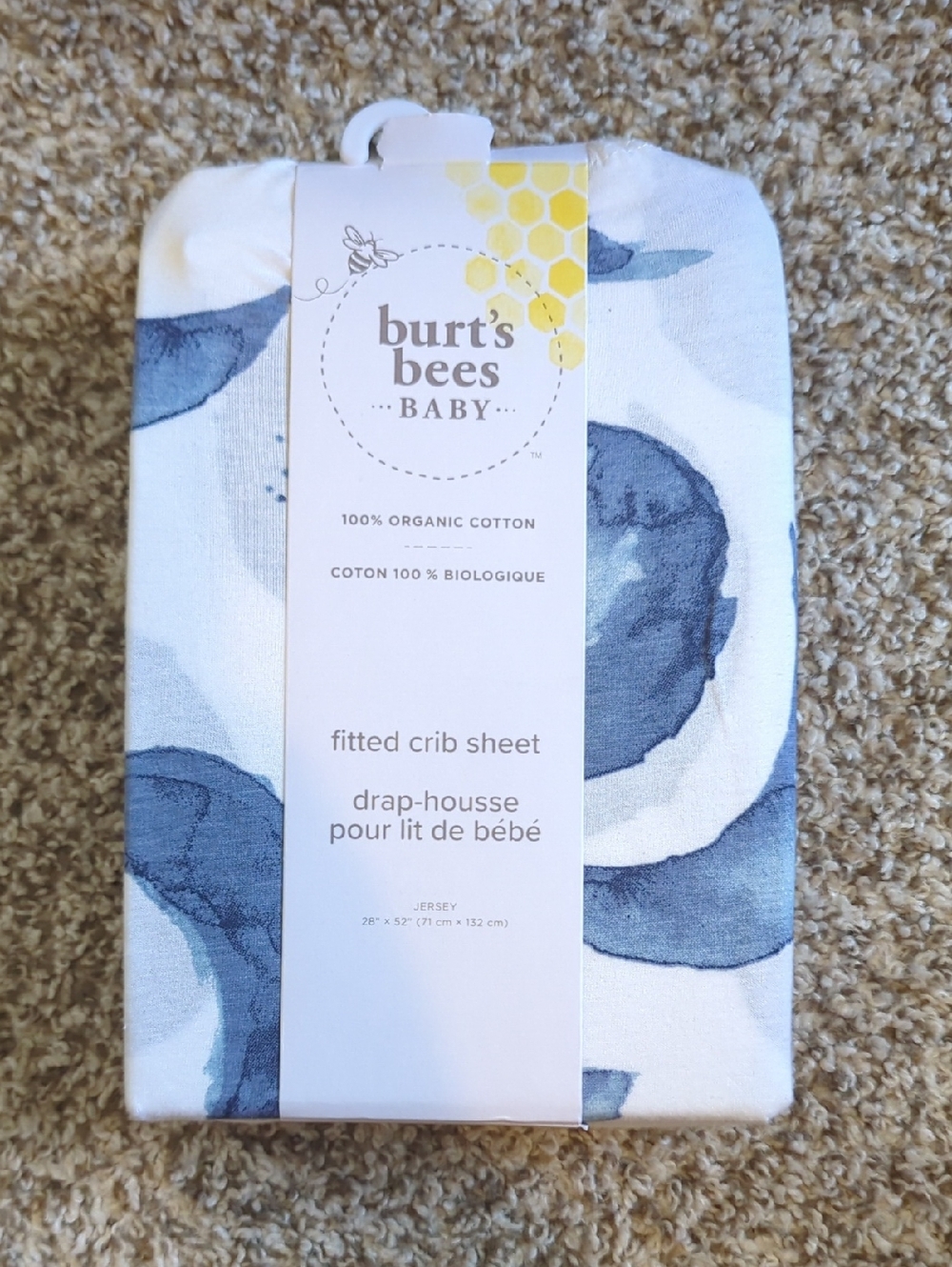 Burt's Bees Baby Navy and Light Blue moon Fitted Crib Sheet
